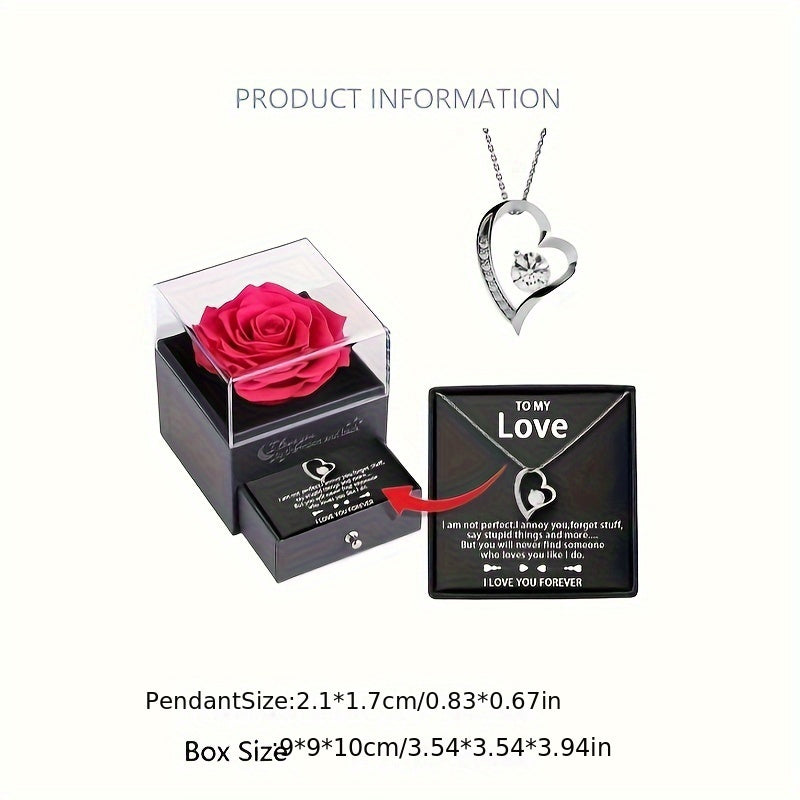 Cubic Zirconia Heart Necklace With Heart For Gifts  925 Sterling Silver Necklace