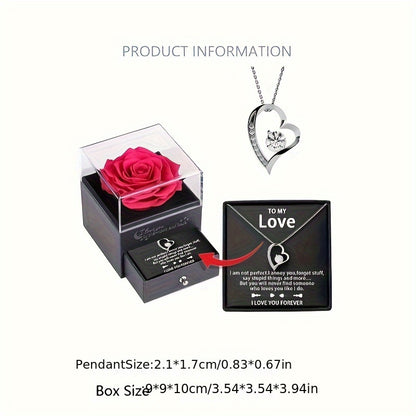 Cubic Zirconia Heart Necklace With Heart For Gifts  925 Sterling Silver Necklace