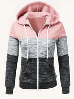 Color Block Zipper Hoodies