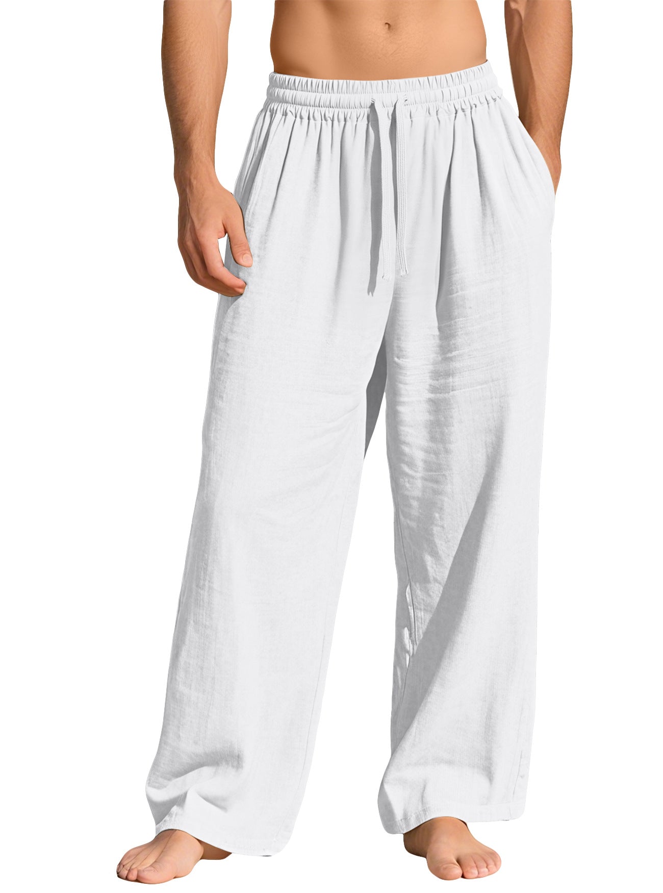 Pocketed Drawstring Solid-color Trendy Business Pants