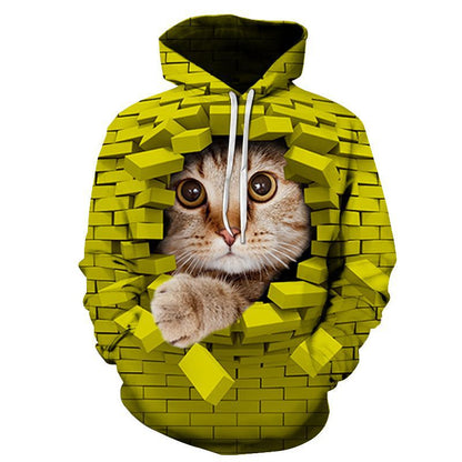 Couples Hoodie With 3D Digital Cat Print