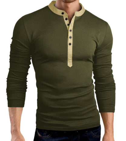 Men's Long Sleeve V-Neck Slim T-Shirt