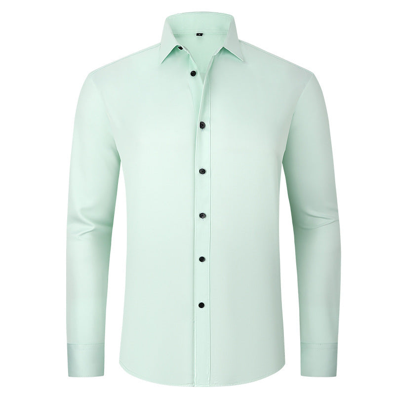 Solid Long Sleeve Shirt Fashion Slim Lapel Button Office Business Shirt Men's Clothing