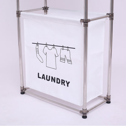 Rolling Laundry Sorter 4 Sections, 2 Tier Vertical Laundry Hamper With Wheels, Stackable Laundry Basket System For Bathroom, Laundry Room, Bedroom Light Dark