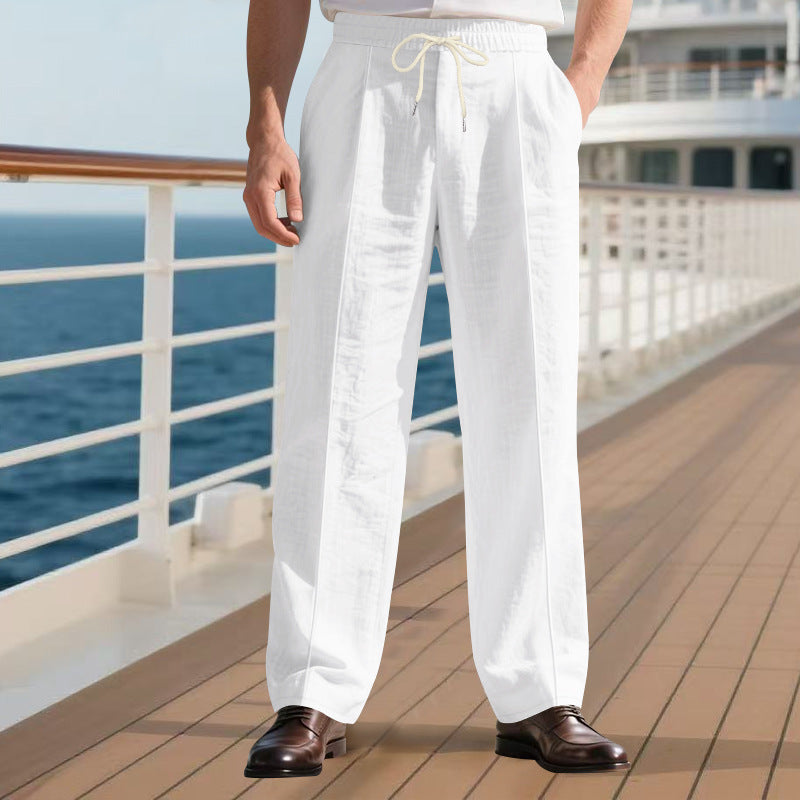 Loose Breathable Linen Leisure Men's Simplicity Trendy Loose Beach Pants