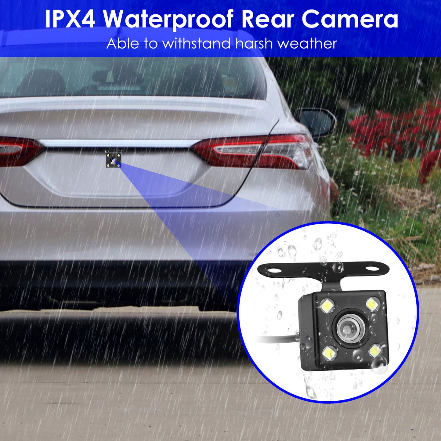 1Pc WiFi FHD 1080P Car Dash Cam 3 Channels Front Rear Inside Dash Camera With Loop Recording Reversing Visual 170 Degree Wide Angle 64G Card Included