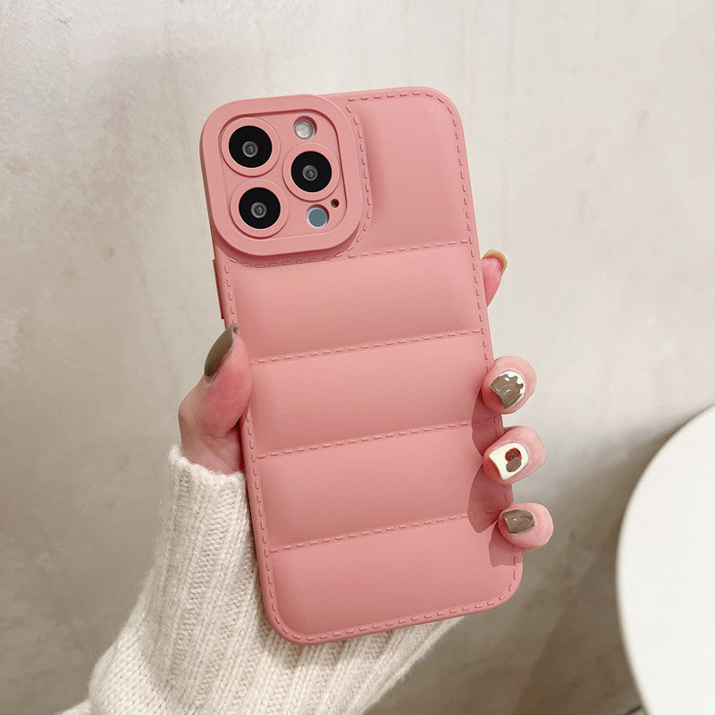Fashion Solid Color Down Jacket Phone Case
