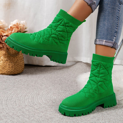Flying Woven Plus Size Thick Bottom Casual Outdoor Martin Boots