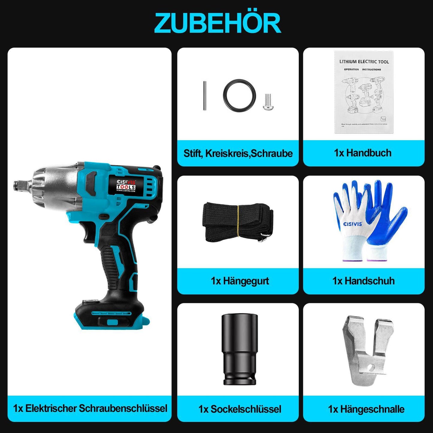 2000Nm Cordless Impact Wrench Cordless Screwdriver Ratchet For 18V
