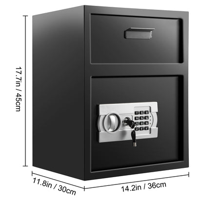 VEVOR Digital Depository Safe 1.7 Cubic Feet Made Of Carbon Steel Electronic Code Lock Depository Safe With Deposit Slot With Two Emergency Keys Depository Box For Home Hotel Restaurant And Office
