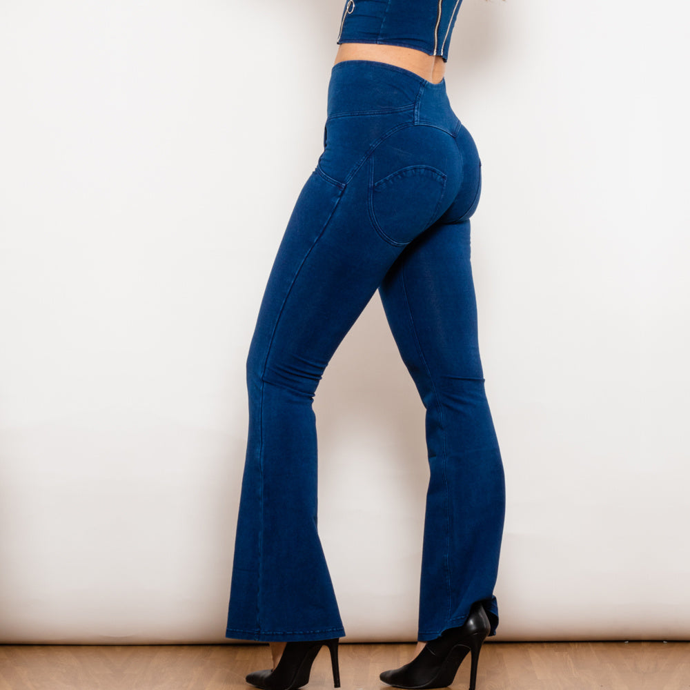 Shascullfites Melody Button Up Flared Jeans Butt Lift Jeans Push Up Jeans High Waisted Women's Denim Pants