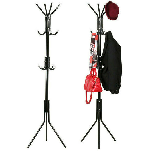 Coat Stand Coat  Hat   Jacket  Umbrella Floor Standing Rack Clothes Hanger Hooks UK