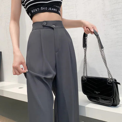 Ice Silk Mop Wide Leg Pants Women's Small High Waist