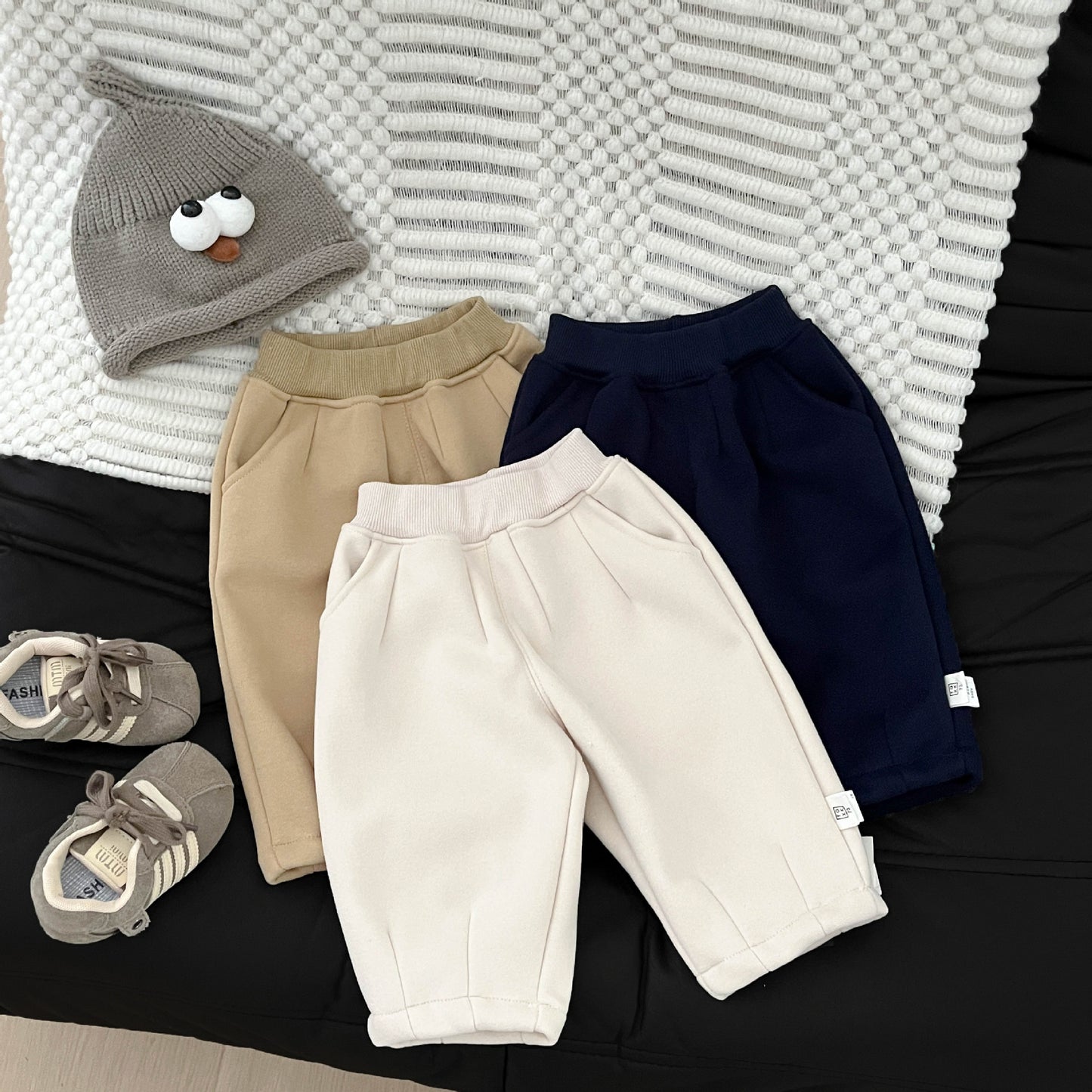 Fleece-lined Embroidered Thickened Casual Warm Pants
