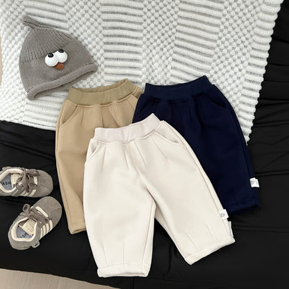 Fleece-lined Embroidered Thickened Casual Warm Pants