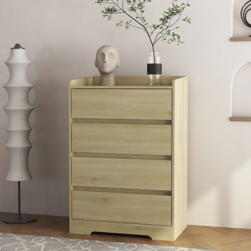 4 Drawer Dresser, Chest Of Drawers Without Handle,Dresser For Bedroom Waterproof, Modern Wooden Cabinet With Sturdy Frame For Living Room, Entryway, Bedroom, Hallway, Office