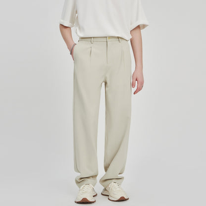 Anti-Wrinkle Woven Casual Loose Straight Drooping Suit Pants