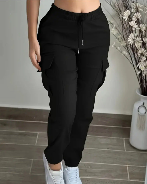 Mountaineering Fashion Drawstring Women's Leisure Cargo Trousers