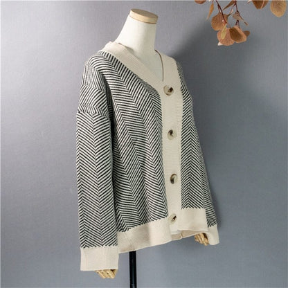 Striped cardigan sweater