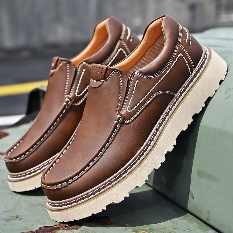 Low-top Thick-soled Men's Big Toe All-match Casual Leather Shoes