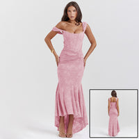 Mozision Off-shoulder Backless Sexy Evening Dress For Women Purple Sleeveless Strapless Ruched Bodycon Club Party Dress