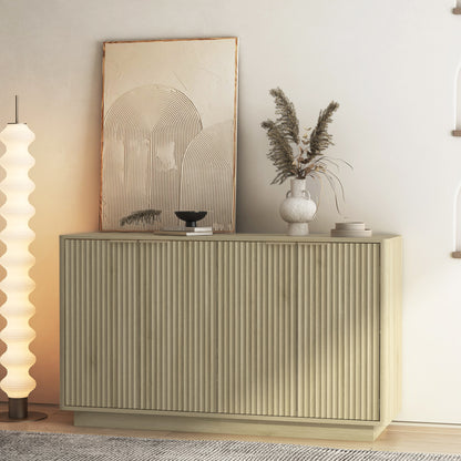 Wood Modern Buffet Cabinet With Storage, Fluted Sideboard Large Buffet With Adjustable Shelves, Credenza, Accent Cabinet Console Table