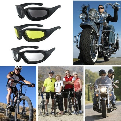 3 Pair Motorcycle Sports Padded Biker Riding Glasses Wind Resistant Sunglasses