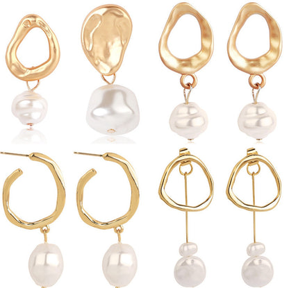 Ladies European And American Pearl Earrings Set Of 4