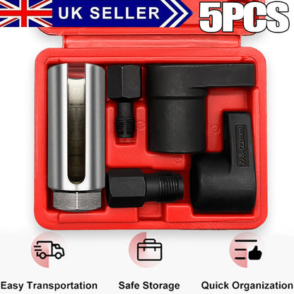 5Pcs 22mm Lambda Oxygen Sensor Socket Remove Set Kit Thread Chasers Tool W  Case