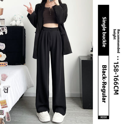 Loose Ice Silk Drape Wide-leg Straight Trousers