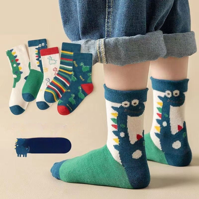Combed Cotton Cartoon Dinosaur Baby Socks Student Socks
