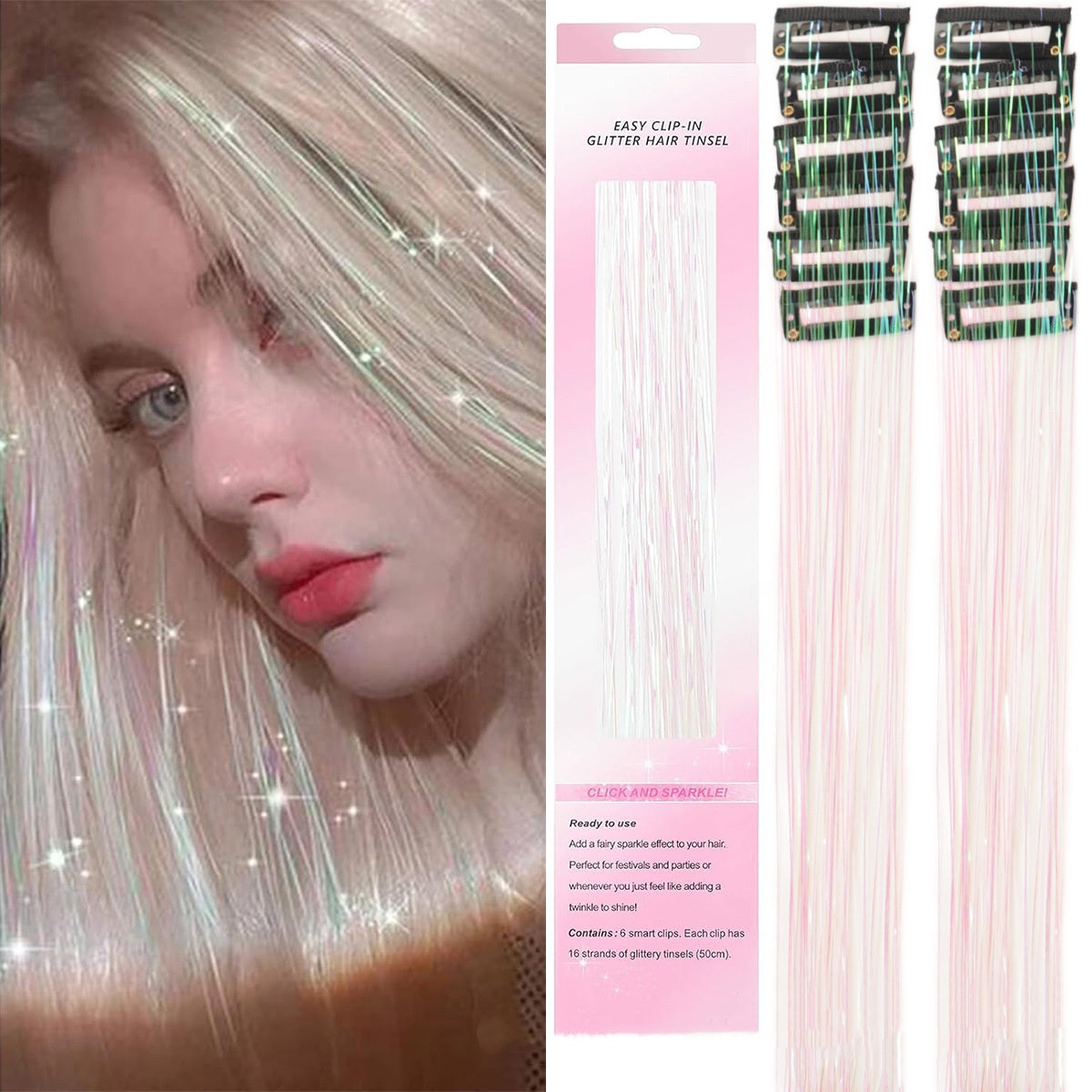 12 Pieces Of Colorful Hair Extension Metal Wire Wigs