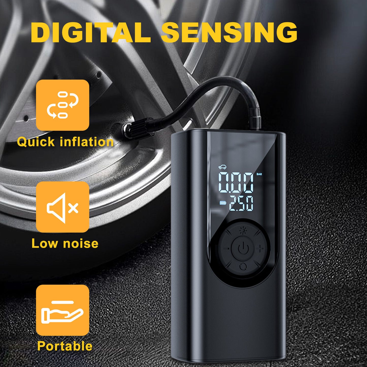 Wireless Digital Tyre Inflator 150PSI Portable Air Compressor For Car Moto Bike