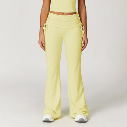Fold High Waist Flared Pants Nude Feel Wide Leg Slimming Trousers Women