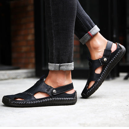 Men's Closed Toe Sandals Summer Adjustable Slides Slippers Fashion Beach Shoes
