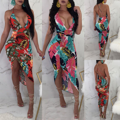 Best selling slim slimming beach casual print dress
