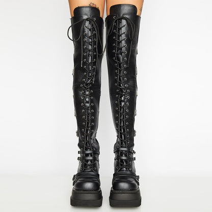 Over The Knee Boots Cross Lace Up Women's Party Boots