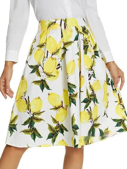 European And American Vintage Printed Floral Skirt