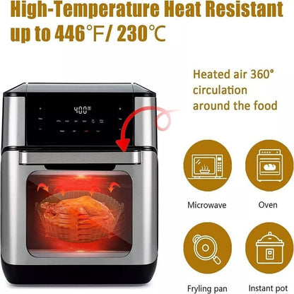 Silicone Air Fryer Pot For  Liner Handle Baking Basket Accessories Pan Grey