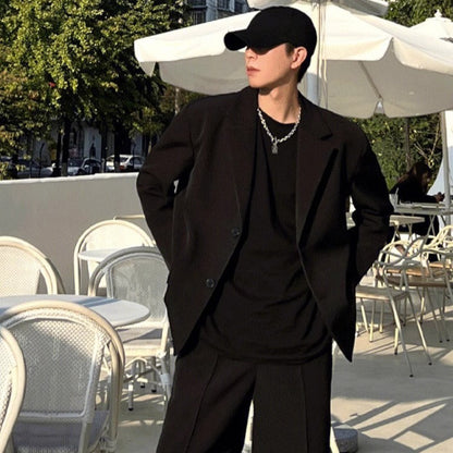 Mens Casual Spring Autumn Suit Jacket With Padded Shoulders In A Edgy Style