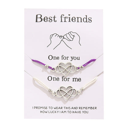 Cross-border Best-selling Best  Friendship Card Bracelet Simple Personality Love 8 Character Couple Bracelet Jewelry