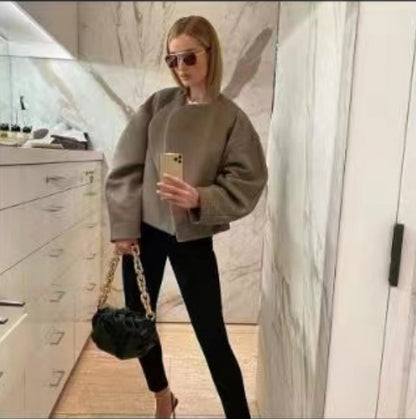 Women's White Cardigan Jacket Cardigan Design Fashion Polo Collar Plus