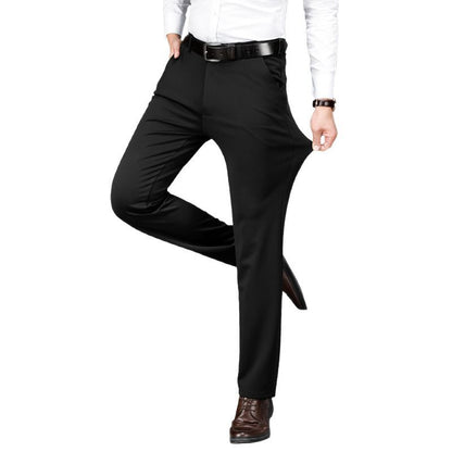 Mens Stretch Business Straight-Cut Casual Pants
