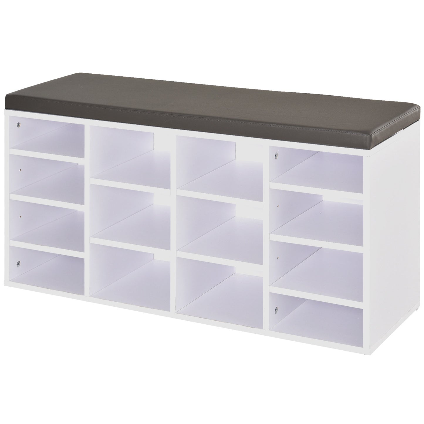 Multi-Storage Shoe Rack W/ 14 Compartments Cushion Moving Shelves Solid Frame Foot Pads Home Office Tidy Organisation Boots Trainers White