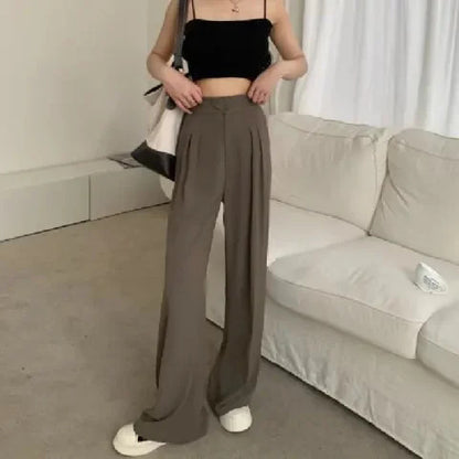 Ice Silk Mop Wide Leg Pants Women's Small High Waist