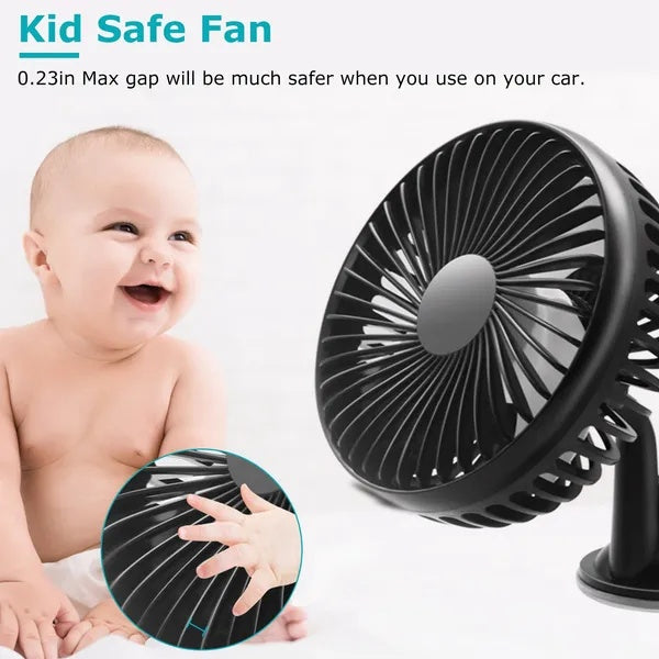 Car Cooling Fan Portable Rotatable USB Vehicle Fan Backseat Clip