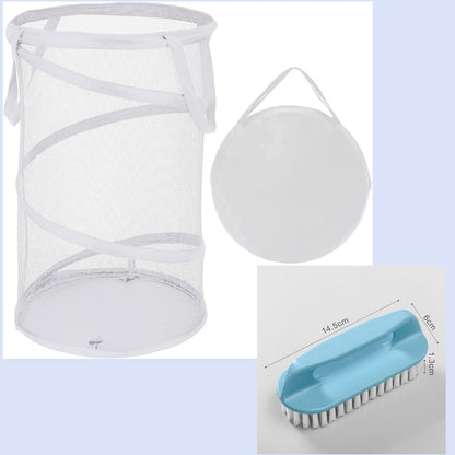 Large Collapsible Laundry Basket Foldable Mesh  Up Hamper With Handles For Laundry Room, Bath, Kids Room, College Dorm, Travel, Storage Organizer White
