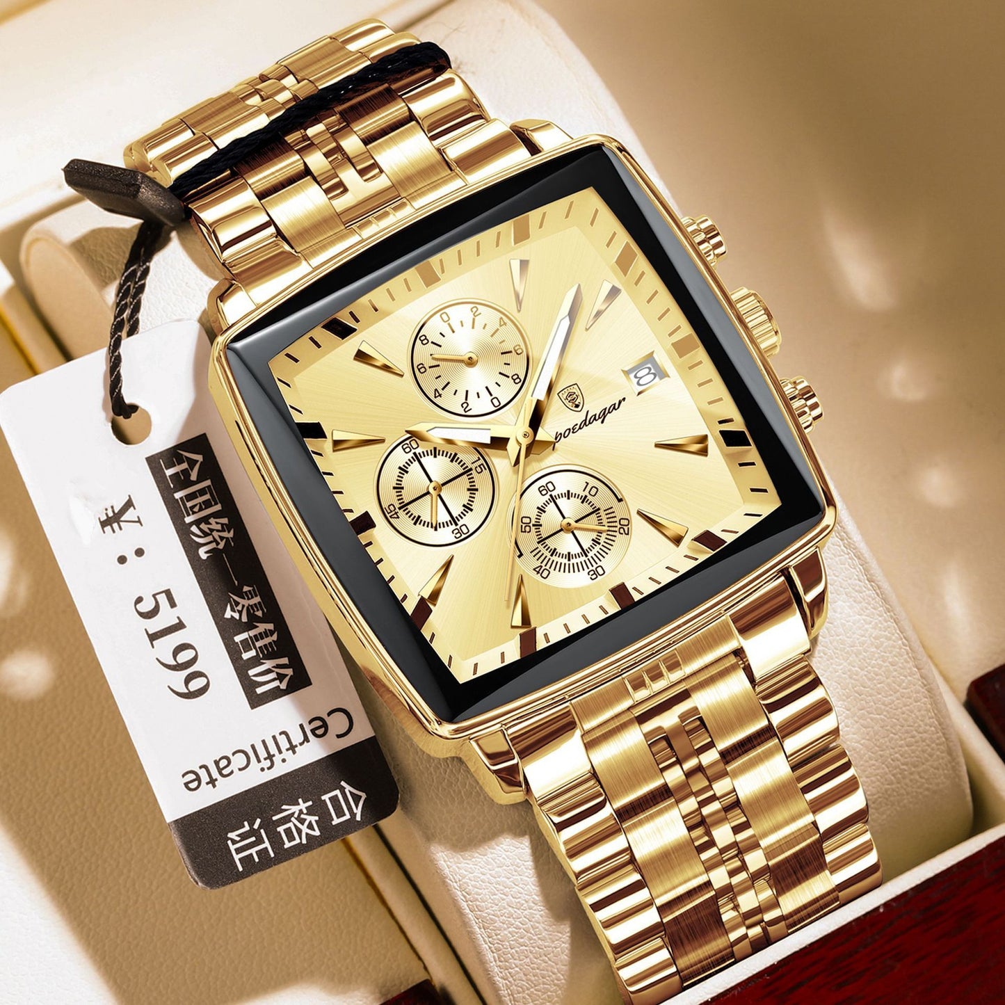 Square Men's Watch Multifunctional Business Quartz