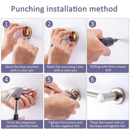 50cm 60cm Single Towel Bar Bracket Wall Mounted Towel Holder Bathroom Kitchen
