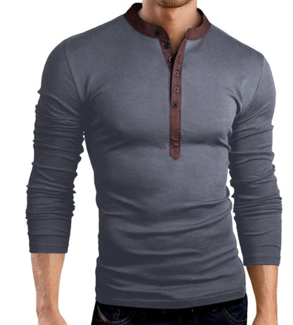 Men's Long Sleeve V-Neck Slim T-Shirt